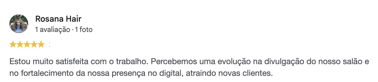 Avaliação de cinco estrelas da Rosana Hair