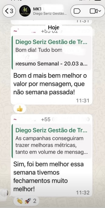 Cliente relata melhora no custo por mensagem e nos fechamentos